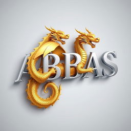 A stunning three-dimensional depiction of the word "ABBAS" in a royal silver color