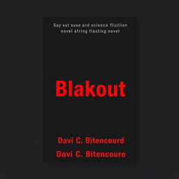 A minimalist book cover design for a suspense and science fiction novel titled 'Blakout'