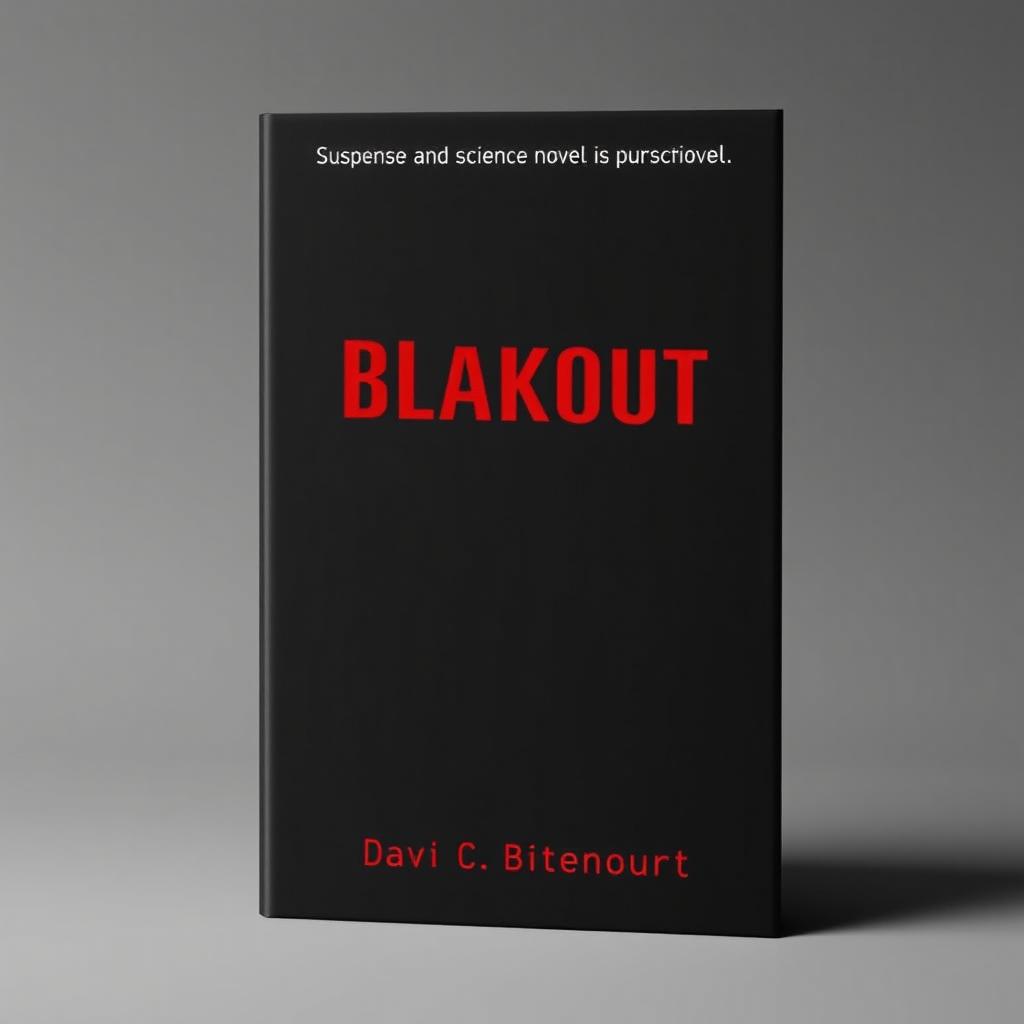A minimalist book cover design for a suspense and science fiction novel titled 'Blakout'