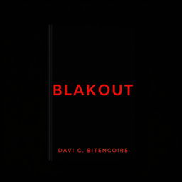 A minimalist book cover design for a suspense and science fiction novel titled 'Blakout'