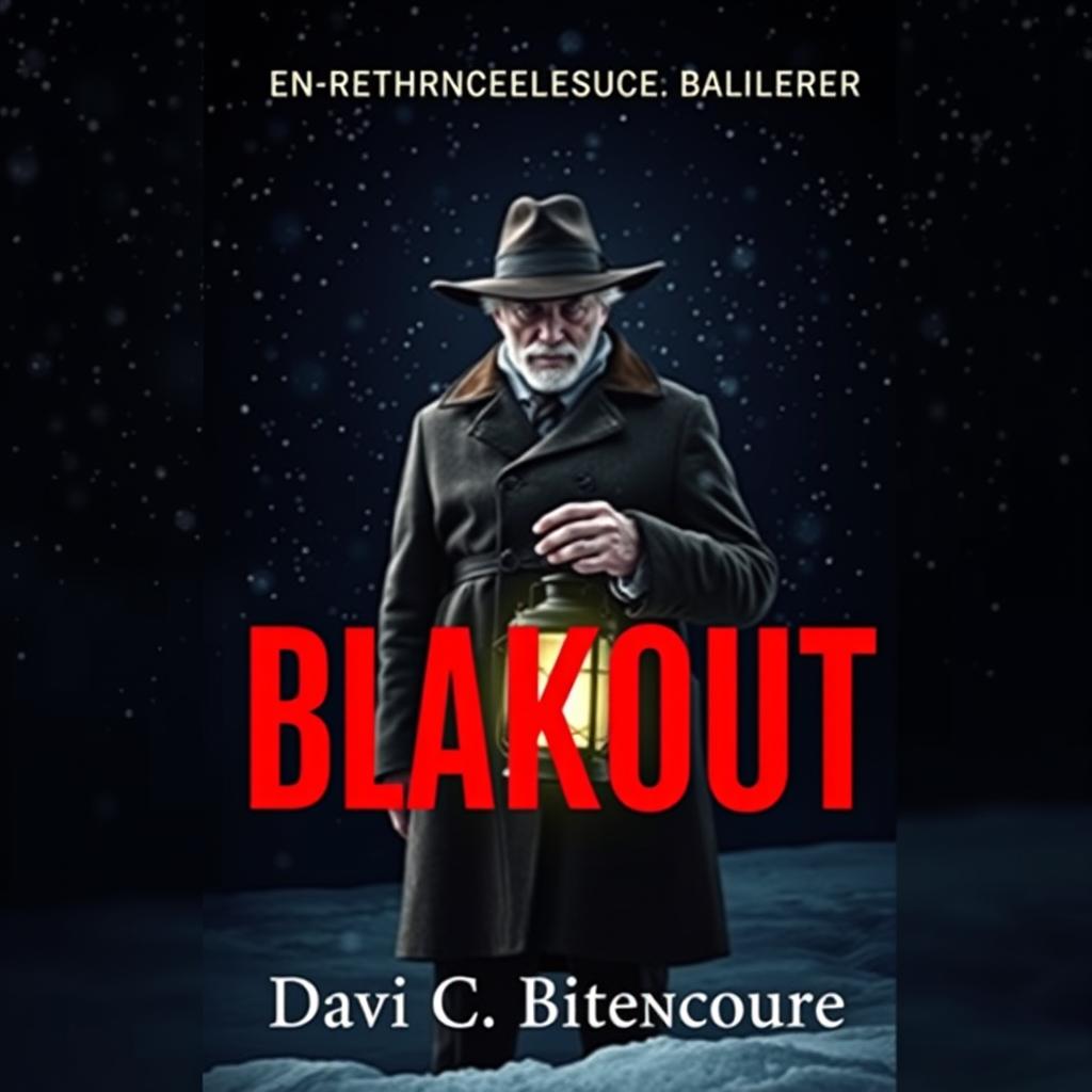 A book cover design for a science fiction suspense novel titled 'Blakout'