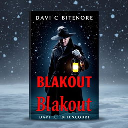 A book cover design for a science fiction suspense novel titled 'Blakout'