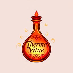 A logo design featuring a stylish red potion labeled "Therma Vitae"