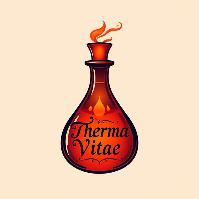 A logo featuring a vibrant red potion labeled "Therma Vitae"