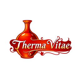 A logo featuring a vibrant red potion labeled "Therma Vitae"
