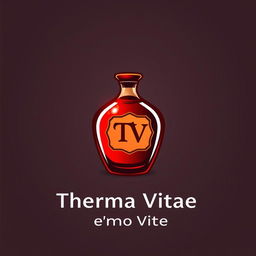 A favicon design featuring a striking red potion bottle representing 'Therma Vitae'