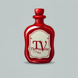 A favicon design featuring a striking red potion bottle representing 'Therma Vitae'