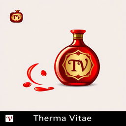 A favicon design featuring a striking red potion bottle representing 'Therma Vitae'