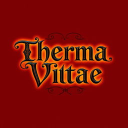 A logo design for a warm potion titled 'Therma Vitae', with the words arranged side by side in elegant, bold black letters