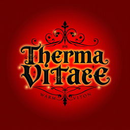 A logo design for a warm potion titled 'Therma Vitae', with the words arranged side by side in elegant, bold black letters
