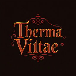Design a logo for a potion titled 'Therma Vitae' in a medieval fantasy style