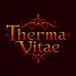 Create a logo for a potion named 'Therma Vitae' in a medieval fantasy style