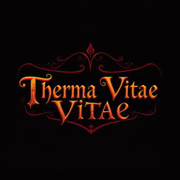 Create a logo for a potion named 'Therma Vitae' in a medieval fantasy style