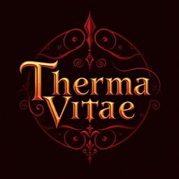 Create a logo for a potion named 'Therma Vitae' in a medieval fantasy style