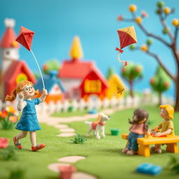 A vibrant stop-motion animation scene featuring colorful clay figures in a whimsical setting