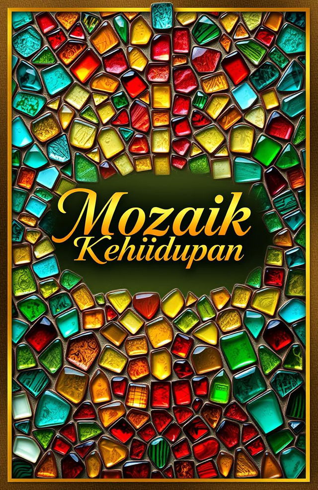 A beautiful book cover design titled 'Mozaik Kehidupan'