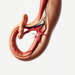 A highly detailed anatomical illustration of a human penis, showcasing the intricate structures and vascular system