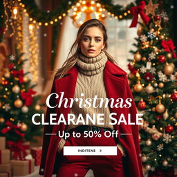 An elegant and festive advertisement for a Christmas clearance sale by Inditex