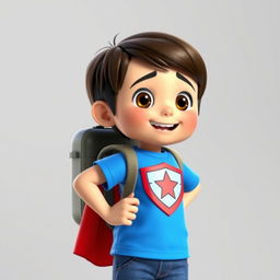 A 3D animated image of a 9-year-old boy named Pouya, who is energetic and curious