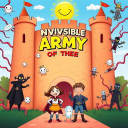 A colorful cartoon image of a large castle designed in the shape of a human body, its walls resembling skin texture