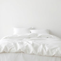 A pristine bedroom setting featuring a neatly made bed with crisp white linens and pillows