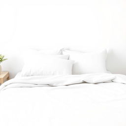 A pristine bedroom setting featuring a neatly made bed with crisp white linens and pillows