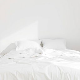 A pristine bedroom setting featuring a neatly made bed with crisp white linens and pillows