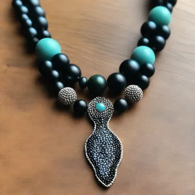 The designer created a unique necklace using an abrader to give the beads a smoother and polished finish.