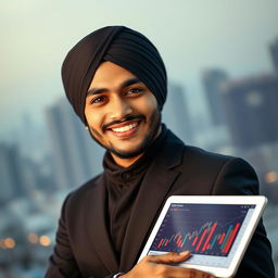 A portrait of a young Bangladeshi Muslim businessman, dressed in formal attire, exuding confidence and ambition