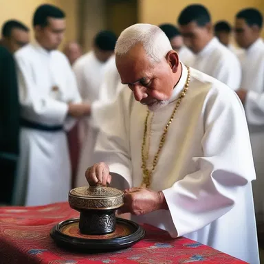 During the religious ceremony, the abrader was used by the priest to prepare sacred objects for purification and sanctification.