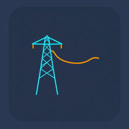A clean and modern icon representing electric conductor tension in a transmission line