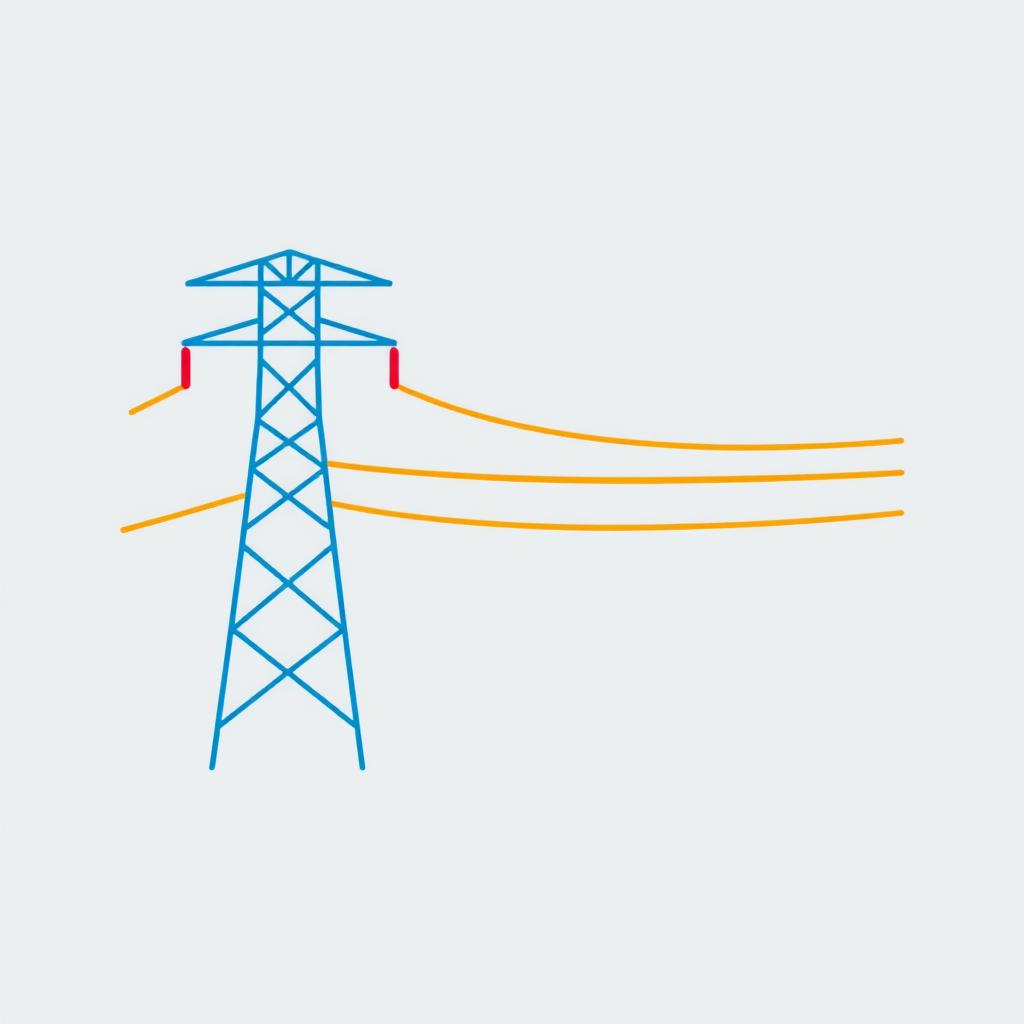 A clean and modern icon representing electric conductor tension in a transmission line