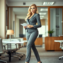 A full-length photographic image of a stunning 18-year-old woman with a sweet, thin face and beautiful blond hair