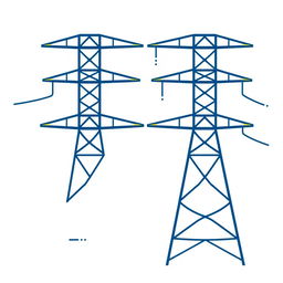 A vector icon representing electric conductor tension in a transmission line