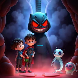 A 3D animated image depicting a dark and mysterious scene inside a body resembling lungs