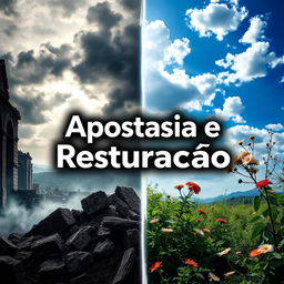 A striking and visually captivating thumbnail featuring the title 'Apostasia e Restauração' prominently placed in the center