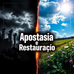 A striking and visually captivating thumbnail featuring the title 'Apostasia e Restauração' prominently placed in the center