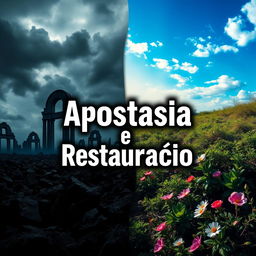 A striking and visually captivating thumbnail featuring the title 'Apostasia e Restauração' prominently placed in the center
