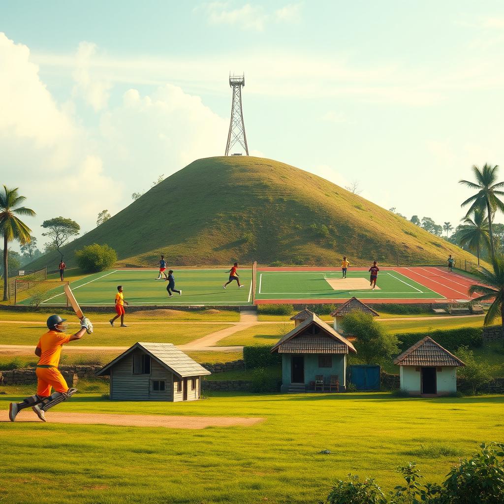 A vibrant and dynamic gameplay scene set in a large playground 300 meters down from a hill
