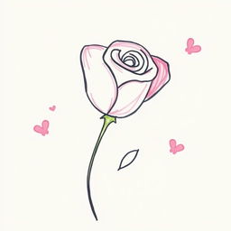 A single rose drawn in a child-like style, featuring simplistic lines and bright colors, resembling the art of a 10-year-old