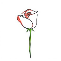 A single rose drawn in a simplistic, youthful style that reflects the creativity and imagination of a 15-year-old