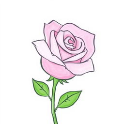A single rose, drawn in a youthful, whimsical style reminiscent of a 15-year-old's artwork