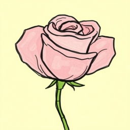 A single rose, drawn in a youthful, whimsical style reminiscent of a 15-year-old's artwork