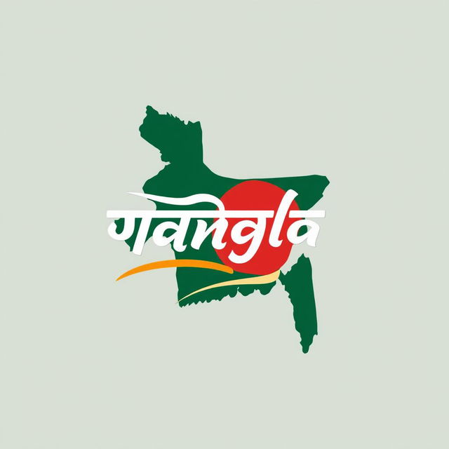 A creative logo design that embodies the essence of Bangla Fusion, featuring a blend of traditional Bangladeshi elements such as the shape of the Bangladesh map, the vibrant colors of the Bangladeshi flag (green and red), and modern design aesthetics