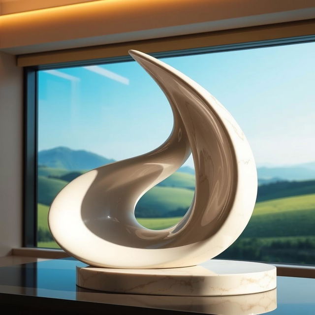 A beautifully shaped abstract sculpture, emphasizing elegance and form