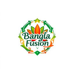 A vibrant and artistic logo design for 'Bangla Fusion'