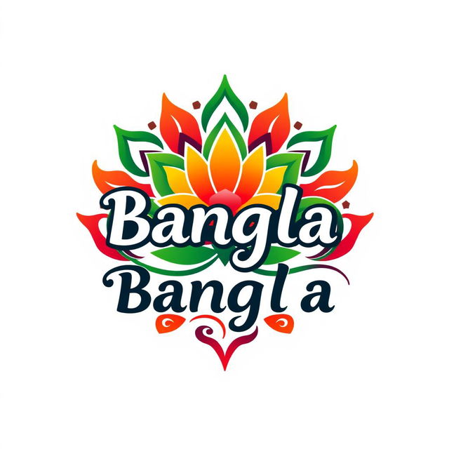 A vibrant and artistic logo design for 'Bangla Fusion'