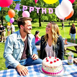 Mason Mont celebrating his birthday with Chloe Kelly at a lively outdoor picnic