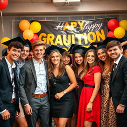 A high school graduation party scene featuring a group of stylish and elegant young people celebrating together