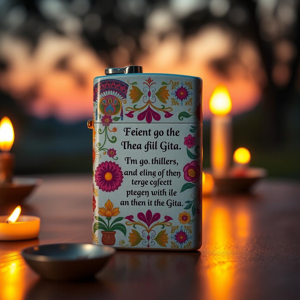 A vibrant and colorful depiction of a lighter styled after the Hindu scripture, Gita